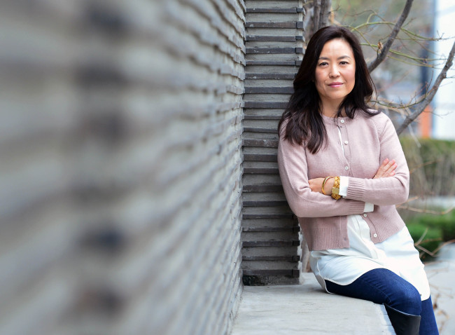Korean-American author Helie Lee poses before an interview with The Korea Herald in Samcheong-dong, Seoul, on March 7. (Yoon Byung-chan/The Korea Herald)