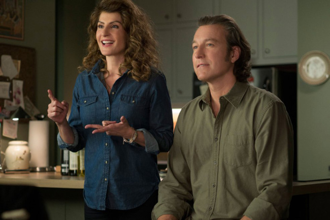 Nia Vardalos (left) and John Corbett in “My Big Fat Greek Wedding 2” (Universal Pictures)