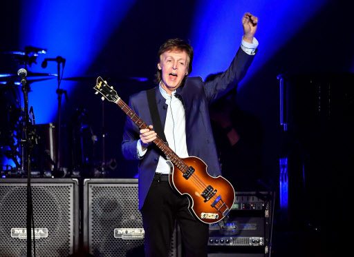 Paul McCartney performs on opening night of the One On One Tour at Save Mart Center on April 13 in Fresno, California. (AFP-Yonhap)