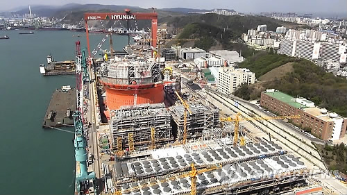 Hyundai Heavy Industries’ shipyard in Ulsan, South Korea (Yonhap)