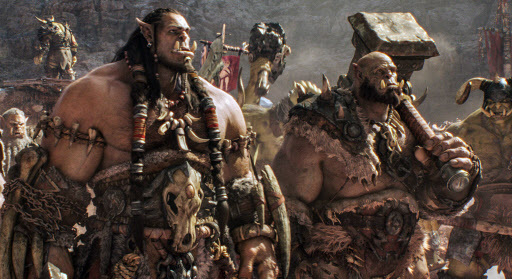 This image released by Universal Pictures shows characters Orc chieftain Durotan, voiced by Toby Kebbell (left) and Orgrim, voiced by Rob Kazinsky, in a scene from the film, “Warcraft,” based on the Blizzard Entertainment video game. (AP-Yonhap)