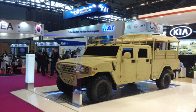 A military vehicle is displayed Monday at the five-day Eurosatory defense expo in Paris. / Ministry of National Defense