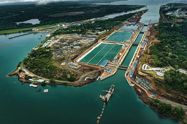 An aireal view of the Panama Canal. Panama Canal Authority