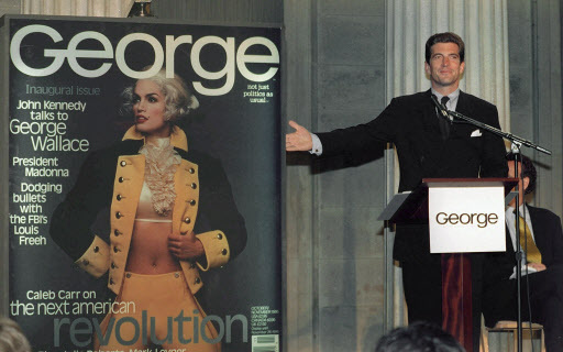 In this Oct. 10, 1996 file photo, John F. Kennedy Jr., and his wife Carolyn Bessette Kennedy leave a party in New York.(AP-Yonhap)