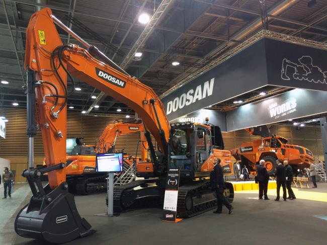 Doosan machinery on display.