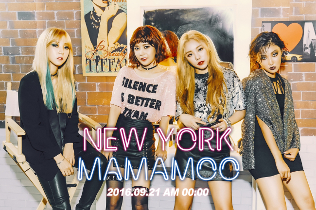 Promotional poster for K-pop girl group Mamamoo’s upcoming digital single “New York” (Rainbowbridge World)