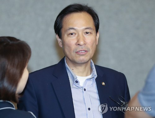 Rep. Woo Sang-ho, the floor leader of the Minjoo Party of Korea (Yonhap)