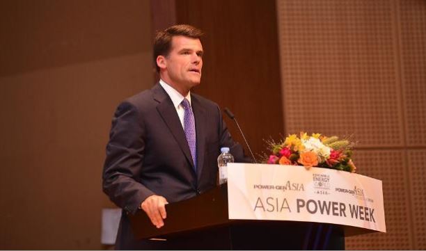 GE Power CEO Steve Bolze delivers a keynote speech at the 2016 Power-Gen Asia conference in South Korea on Sept. 20. GE