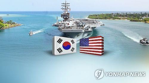 This Yonhap News TV image shows the USS Ronald Reagan (CVN-76) participating in the joint naval drills that took place Oct. 10-15, 2016, on the Korean Peninsula. (Yonhap)