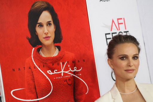 Actress Natalie Portman attends the premiere of “Jackie” during the American Film Institute Festival in Hollywood, California, Monday. (AFP-Yonhap)