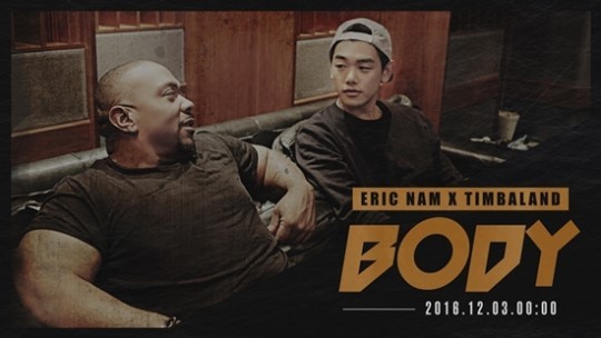 A promotional image for “Body,” an upcoming collaborative track by singer Eric Nam and US producer Timbaland (CJ E&M)