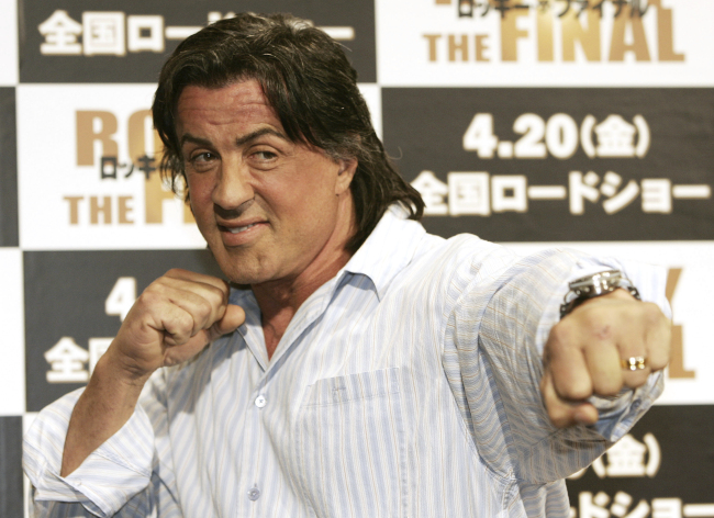 Actor and screenwriter Sylvester Stallone poses for a photo during a news conference to promote the movie “Rocky Balboa” at a hotel in Tokyo, March 26, 2007. Four decades after the 1976 premiere of “Rocky,” its title character’s underdog tale of determination, grit and sleepy-eyed charm still resonates with fans. (AP-Yonhap)