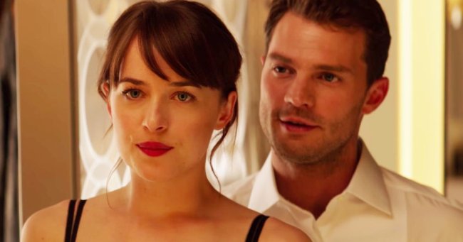 Dakota Johnson (left) and Jamie Dornan star in “50 Shades Darker.” (Universal Pictures)