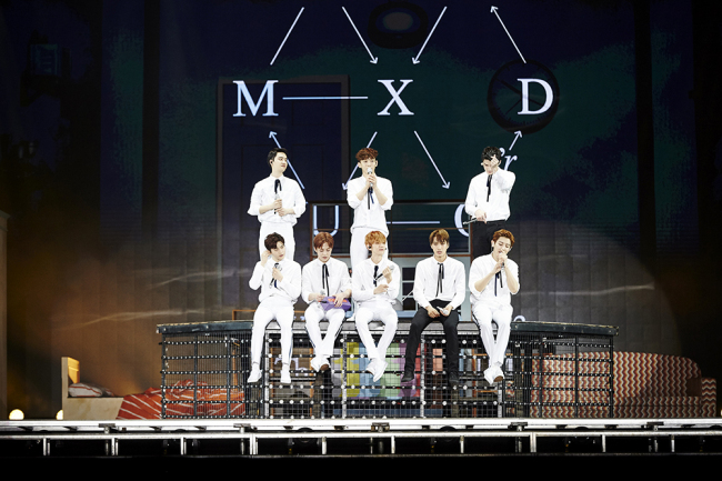 EXO performs at a Malaysia concert held Saturday in Kuala Lumpur. (S.M. Entertainment)