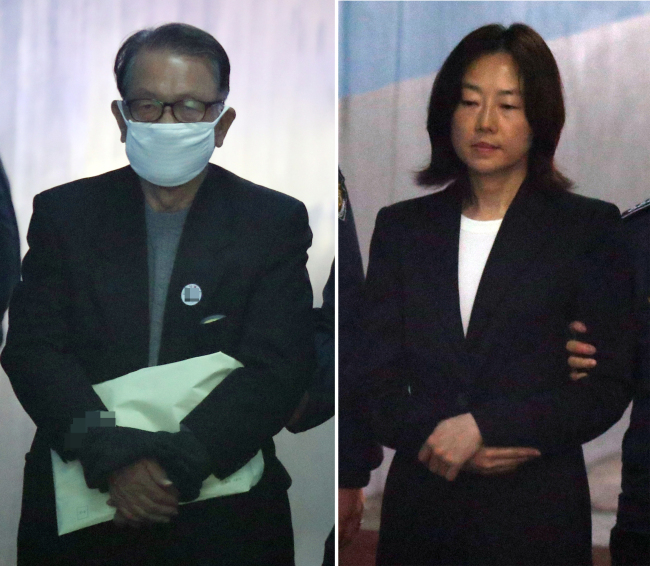 Former presidential chief of staff Kim Ki-choon (left) and former Culture Minister Cho Yoon-sun (Yonhap)