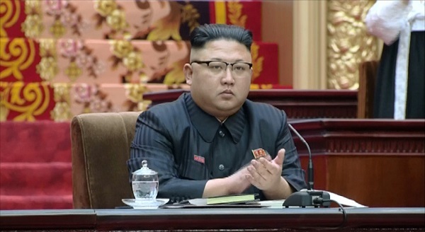 North Korean leader Kim Jong-un attending the fifth session of the 13th Supreme People's Assembly. (For Use Only in the Republic of Korea. No Redistribution) (Yonhap)