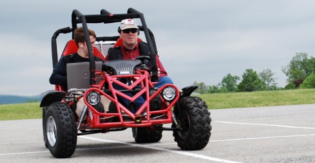 A view of RoMeLa’s go-kart test drive using its driving for the visually impaired technology. (RoMeLa)