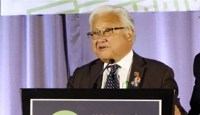 This photo, taken on July 7, 2016, shows former US lawmaker Mike Honda speaking during a conference in Washington DC. (Yonhap)