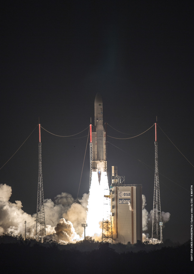 Korea’s fourth broadcasting and communications satellite Korea Sat-7 was successfully launched Friday. (KT SAT)