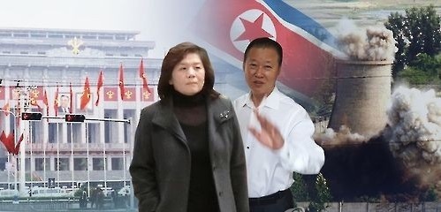 This composite image provided by Yonhap News TV shows North Korean diplomats Choe Son-hui (left), head of the foreign ministry's North America bureau, and Jang Il-hoon, deputy ambassador to the UN. (Yonhap)