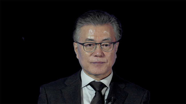 A scene in “Our President” depicts incumbent President Moon Jae-in (CGV Arthouse)