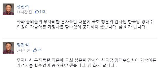 (정진석 의원 페이스북 캡쳐)