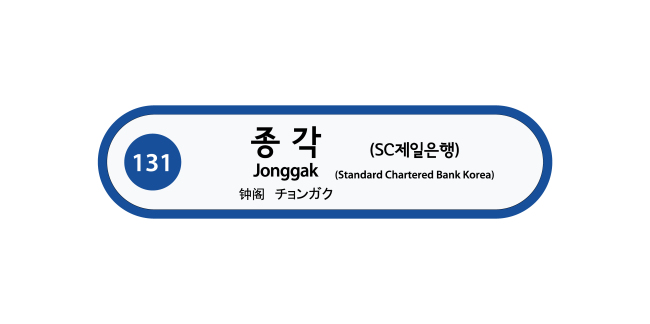 A provisional image of a sign of Jonggak Station, with Standard Chartered Bank Korea Station stated on the right side (Standard Chartered Korea)