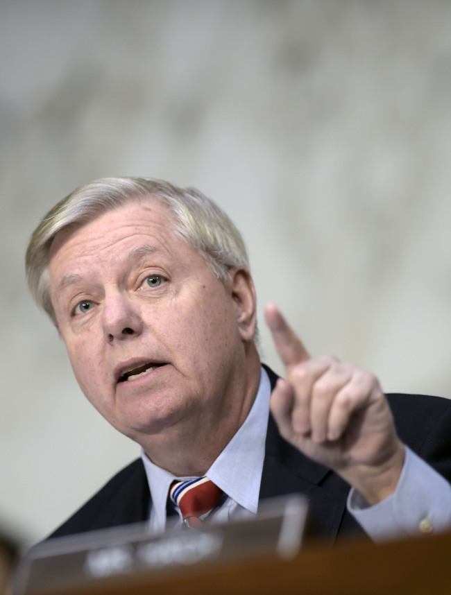 US Republican Sen. Lindsey Graham speaks at a Senate Judiciary Committee session on March 20. (AFP-Yonhap)