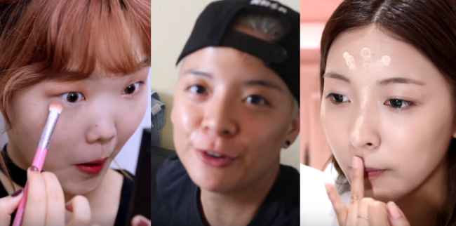 From left: Akdong Musician's Suhyun, f(x)'s Amber, f(x)'s Luna appear on self-made YouTube videos (YouTube)