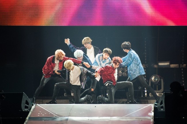 BTS performs during its “2017 BTS Live Trilogy Episode III The Wings Tour in Japan - Special Edition” concerts held at Kyocera Dome in Osaka on Saturday and Sunday. (Big Hit Entertainment)