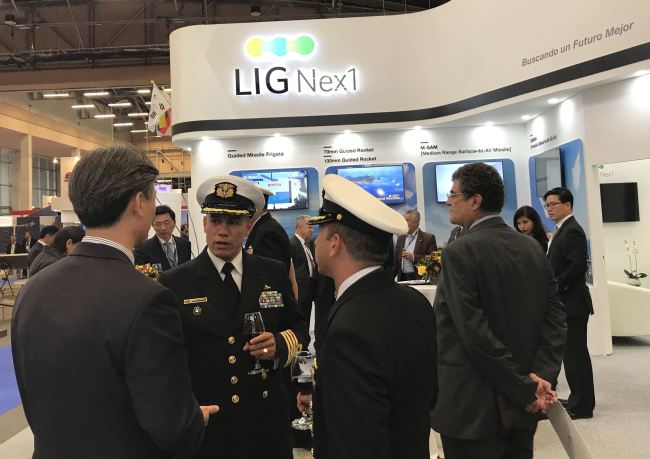 LIG Nex1’s booth showcases defense systems at the Expodefensa global defense expo in Bogota, Colombia. (LIG Nex1)