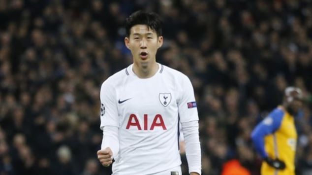 In this photo taken by the Associated Press, Tottenham Hotspur`s Son Heung-min celebrates after scoring a goal against Apoel FC during their UEFA Champions League Group H match at Wembley Stadium in London on Dec. 6, 2017. (Yonhap)