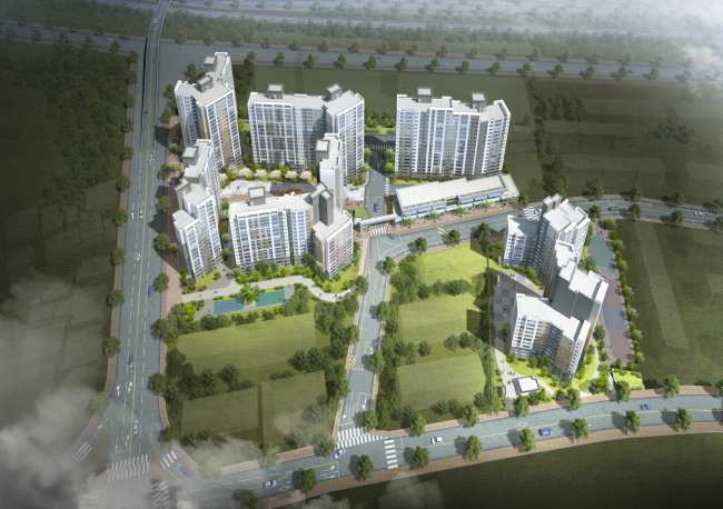 An artist’s drawing of the Hillstate apartment complex in Songjeong, Gumi, North Gyeongsang Province (Hyundai Engineering)
