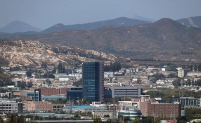 This file photo shows the Kaesong Industrial Complex, the now-shuttered inter-Korean industrial park, just north of the border. (Yonhap)