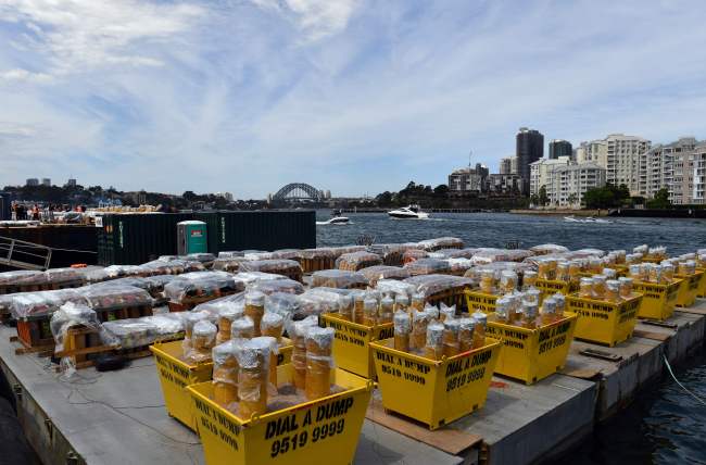 In this photo taken Friday, fireworks sit at the ready for Sydney's end-of-year fireworks show. (AFP via Yonhap)