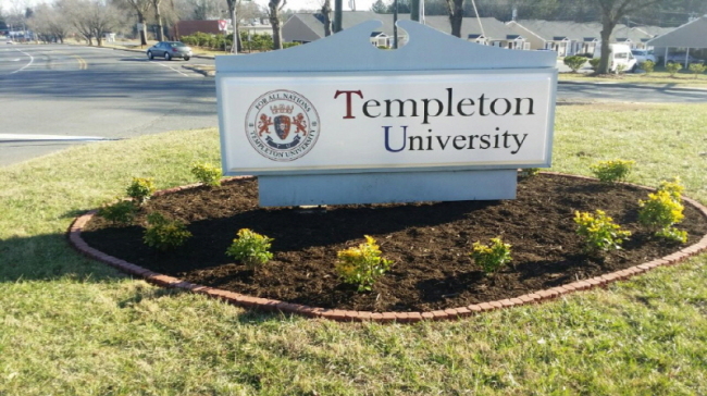 A Templeton University sign in Charlotte, North Carolina. (Templeton University website)
