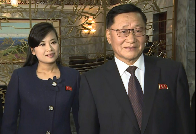 Hyun Song-wol, leader of the Moranbong Band (left) and Kwon Hyok-bong, director of the Arts and Performance Bureau in North Korea`s Culture Ministry (right). Yonhap