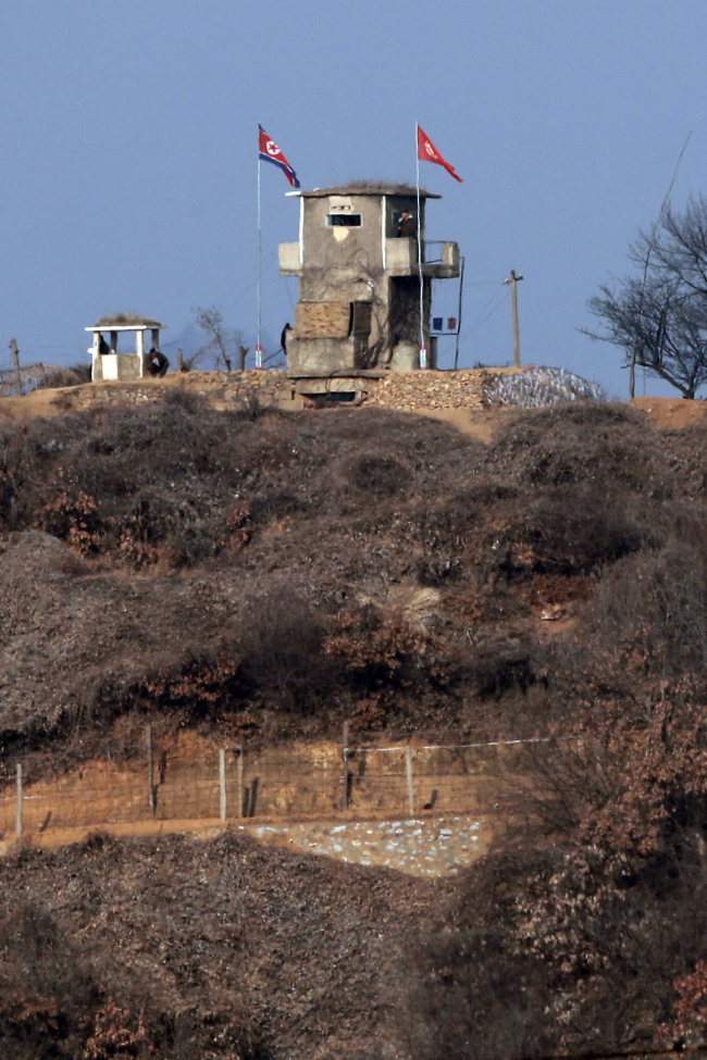 North Korea`s military post at the heavily fortified Demilitarized Zone. Yonhap