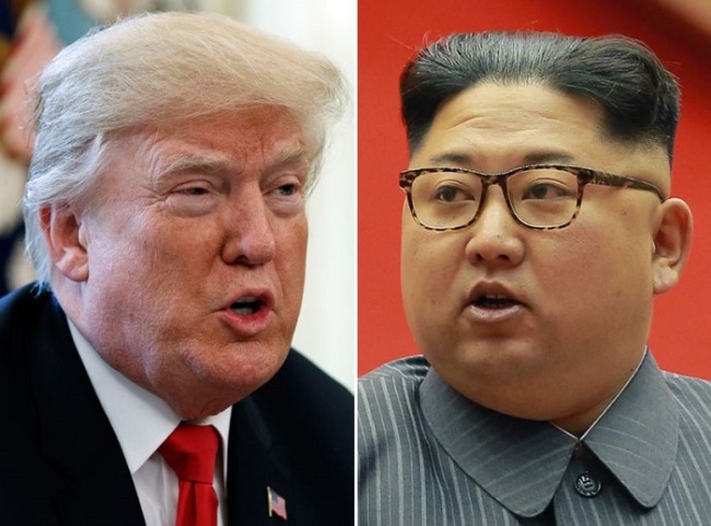 US President Donald Trump, left, and North Korean leader Kim Jong-un (AP)