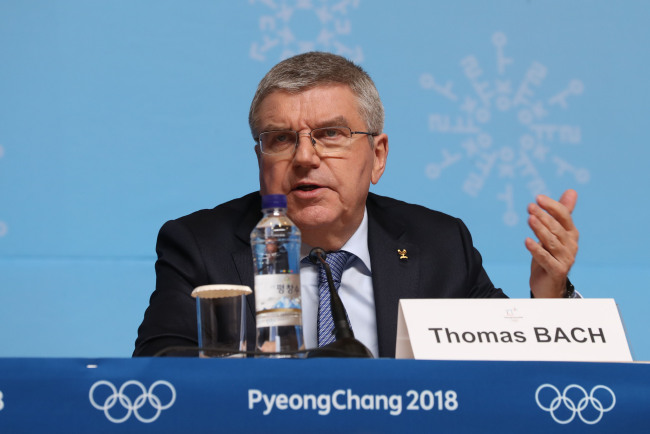 International Olympic Committee (IOC) President Thomas Bach speaks at a press conference in PyeongChang (Yonhap)