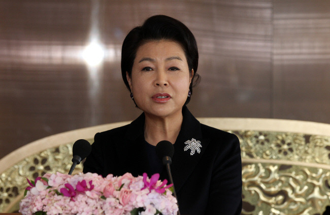 Former South Korean President Lee Myung-bak`s wife Kim Yoon-ok, who has been accused of several corruption offences. (Yonhap)