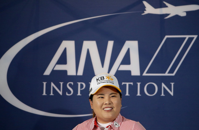 Park In-bee of South Korea addresses the media ahead of the ANA Inspiration at Dinah Shore Tournament Course at Mission Hills Country Club in Rancho Mirage, California on Wednesday (local time). (Photo courtesy of LPGA-Yonhap)