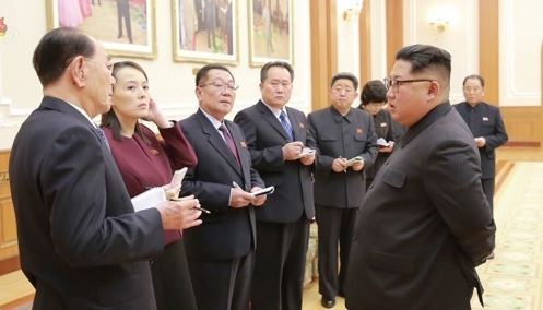 Who are nine NK officials accompanying Kim Jong