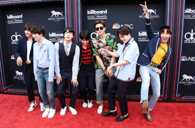 BTS attends the 2018 Billboard Music Awards at MGM Grand Garden Arena on May 20 in Las Vegas. (Billboard)