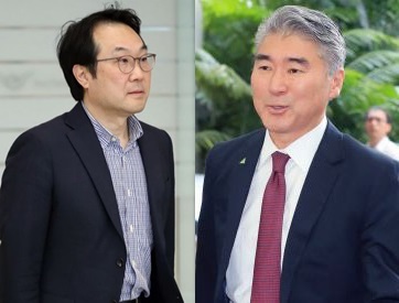 Lee Do-hoon, South Korea’s chief nuclear envoy, (pictured left) and Sung Kim, US ambassador to the Philippines (Yonhap)