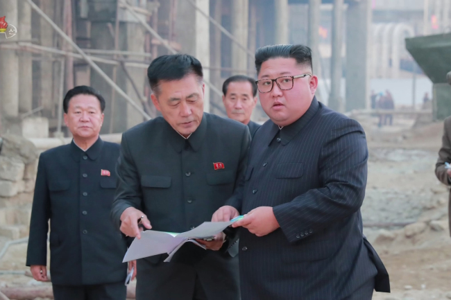 North Korean leader Kim Jong-un inspects the Wonsan-Kalma tourist area on the North’s east coast, currently under construction, in a footage released by Pyonyang`s Korean Central Television on Nov. 1. (Korean Central Television)