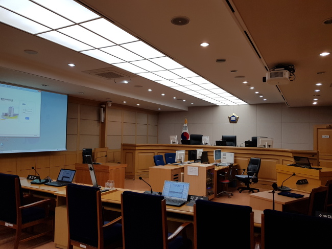 A courtroom in the Patent Court of Korea. (Bae Hyun-jung/The Korea Herald)