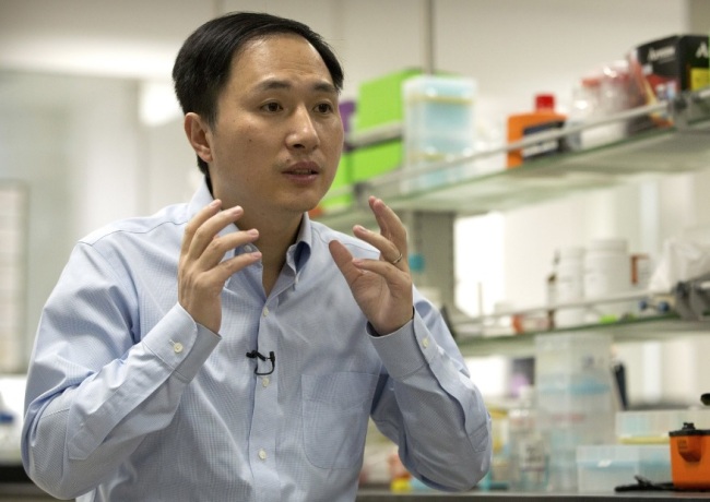 He Jiankui speaks during an interview at a laboratory in Shenzhen. (AP)