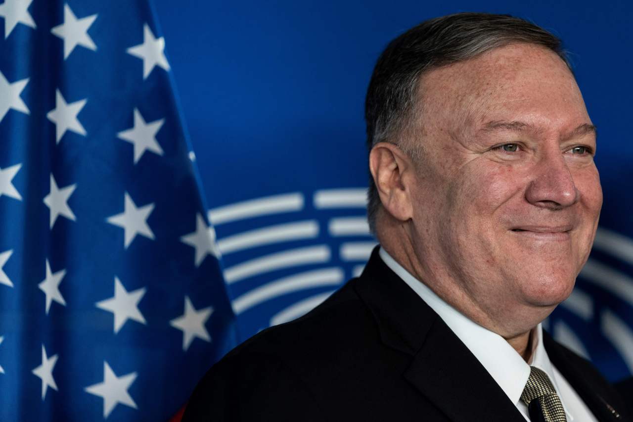 US Secretary of State Mike Pompeo arrives on Sept. 3 at the European Parliament in Brussels for a meeting with European Parliament President. (AFP-Yonhap)