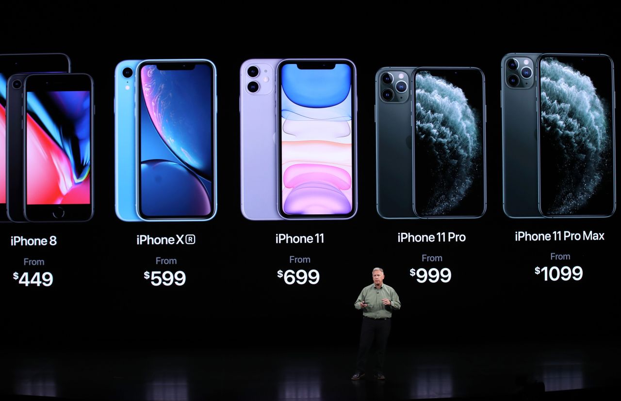 Apple`s senior vice president of worldwide marketing Phil Schiller talks about the new iPhone 11 Pro during an Apple special event on September 10, 2019 in Cupertino, California. (AFP)